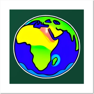 Vibrant 70s Style Planet Earth (MD23ERD004c) Posters and Art